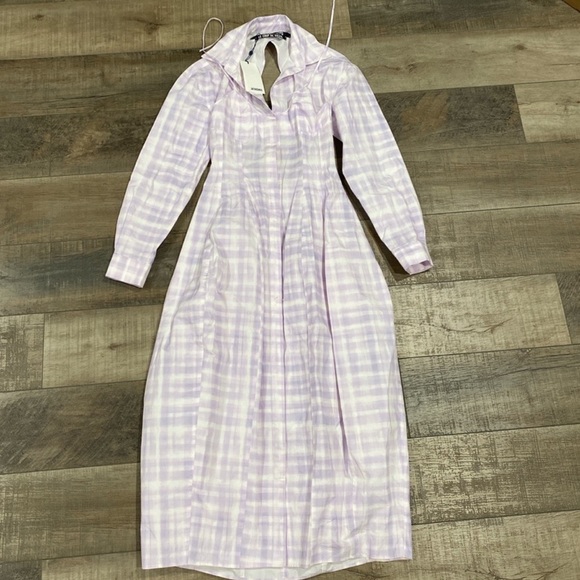 NWT Jacquemus la robe valensole gingham open back midi dress in purple checked - Picture 4 of 7